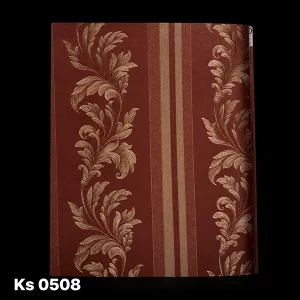 کاغذ دیواری استوک زرشکی با طرح گل و شاخه کلاسیک